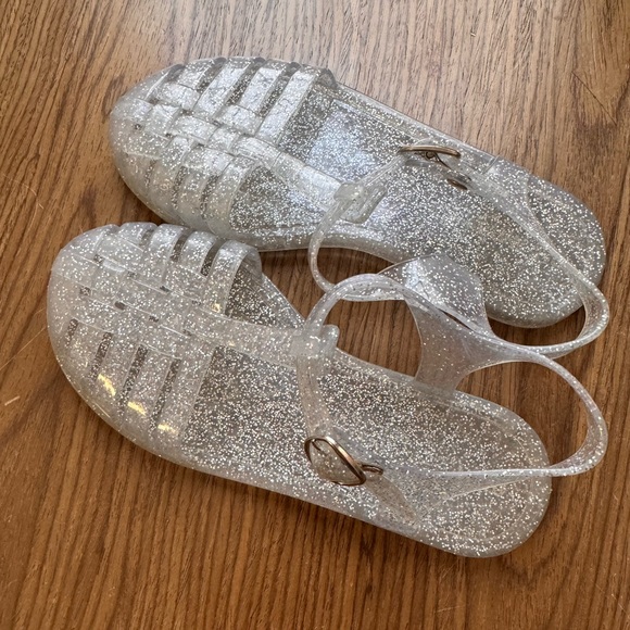 Girls sparkly clear glitter jelly sandals Old Navy sz 1 - Picture 2 of 3